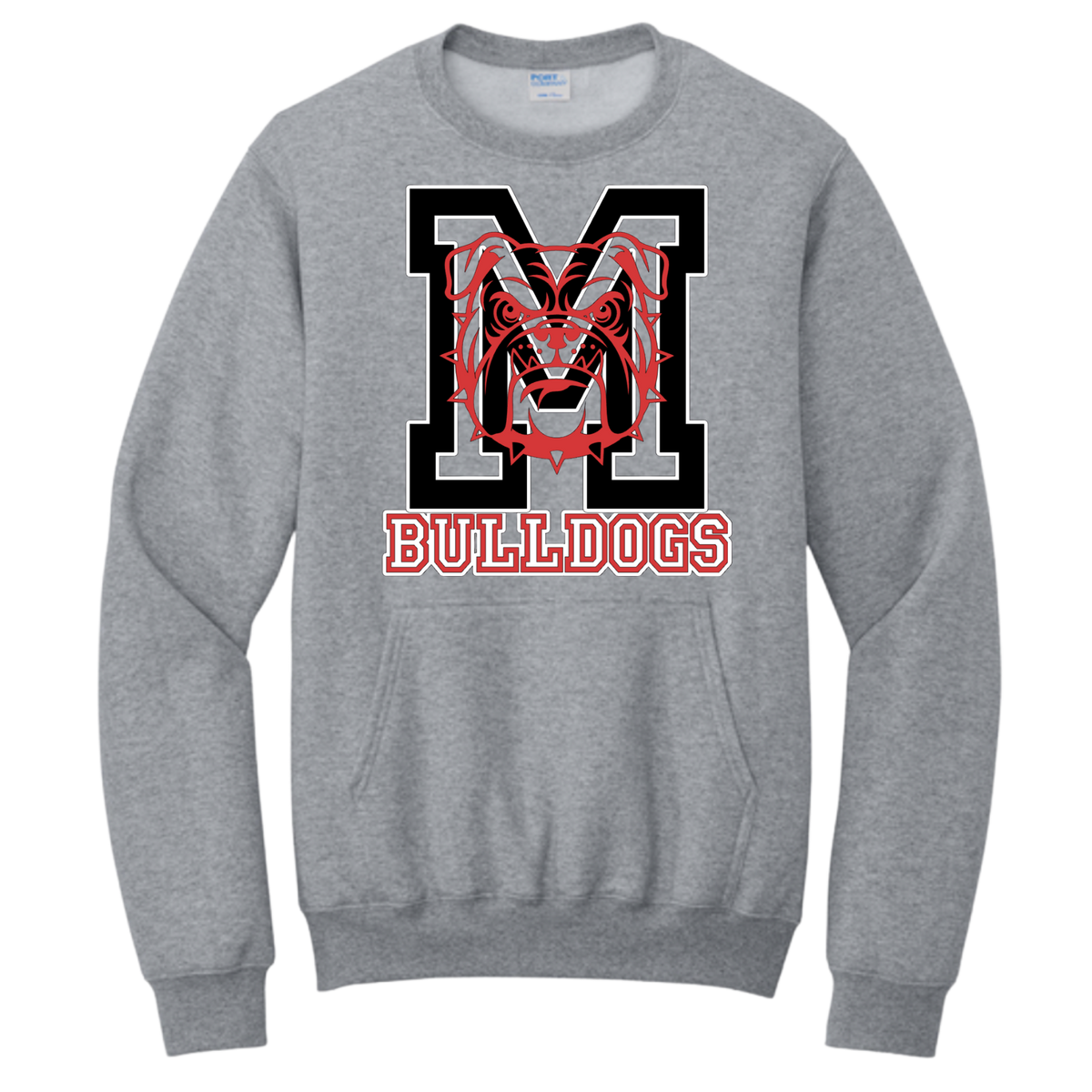 M Bulldogs Pocket Crewneck w/Glitter